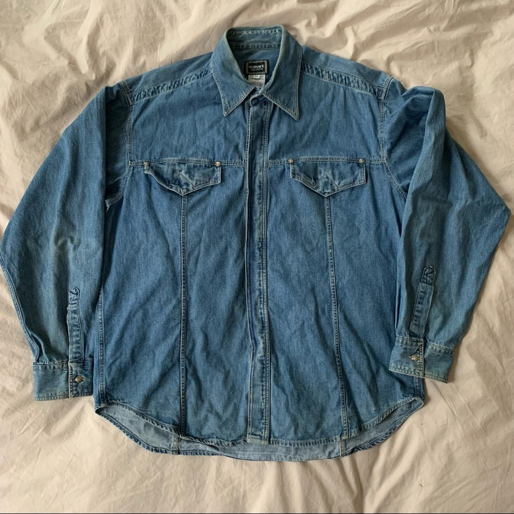 XL Versace (maybe) denim button-up shirt